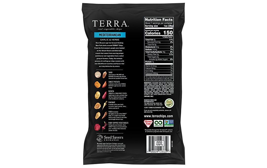 Terra Mediterranean Garlic & Herbs Chips   Pack  192 grams